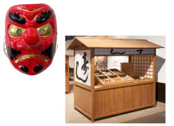 お面と寿司の屋台（模型）