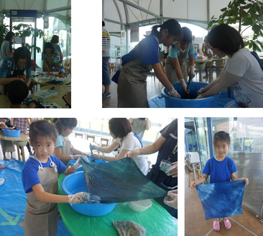 藍染体験中の子供たちの様子