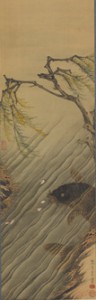 葛蛇玉（かつじゃぎょく）「鯉図」（こいず）江戸時代/ 18 世紀　絹本着色　1 幅