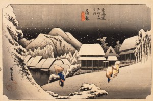 歌川広重 「東海道五拾三次之内 蒲原（かんばら）夜之雪」 天保(1830～1844)中期
