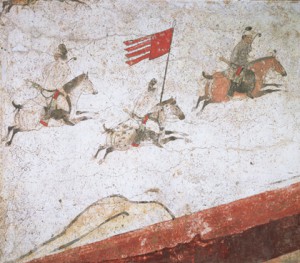 章懐太子墓壁画「狩猟出行図」