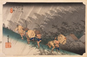 歌川広重 「東海道五拾三次之内 庄野（しょうの）白雨」 天保（1830～1844）中期
