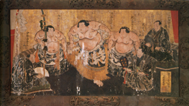 絵馬「陣幕土俵入り」歌川国輝（二代）画 1867 年（慶応3） 浅草寺蔵