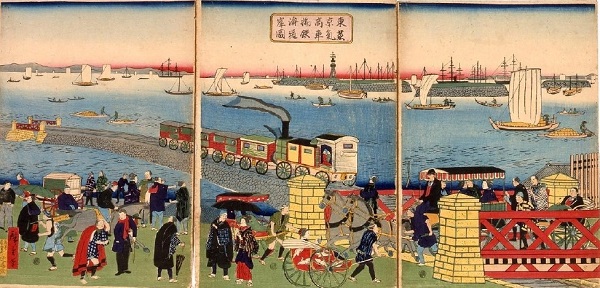東京高輪海岸蒸気車鉄道の図